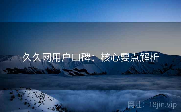 久久网用户口碑：核心要点解析  第1张