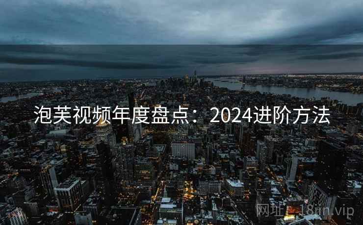 泡芙视频年度盘点：2024进阶方法  第1张